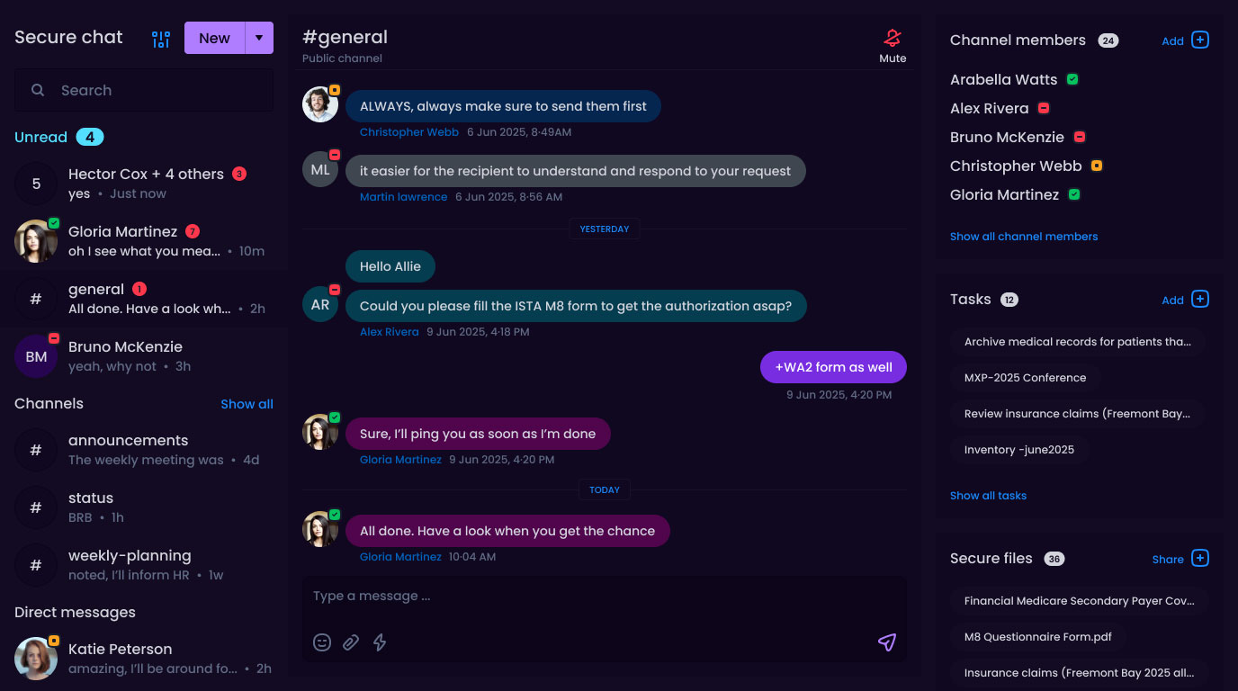 Secure Chat Application Secure Team Chat | Cliniq Apps